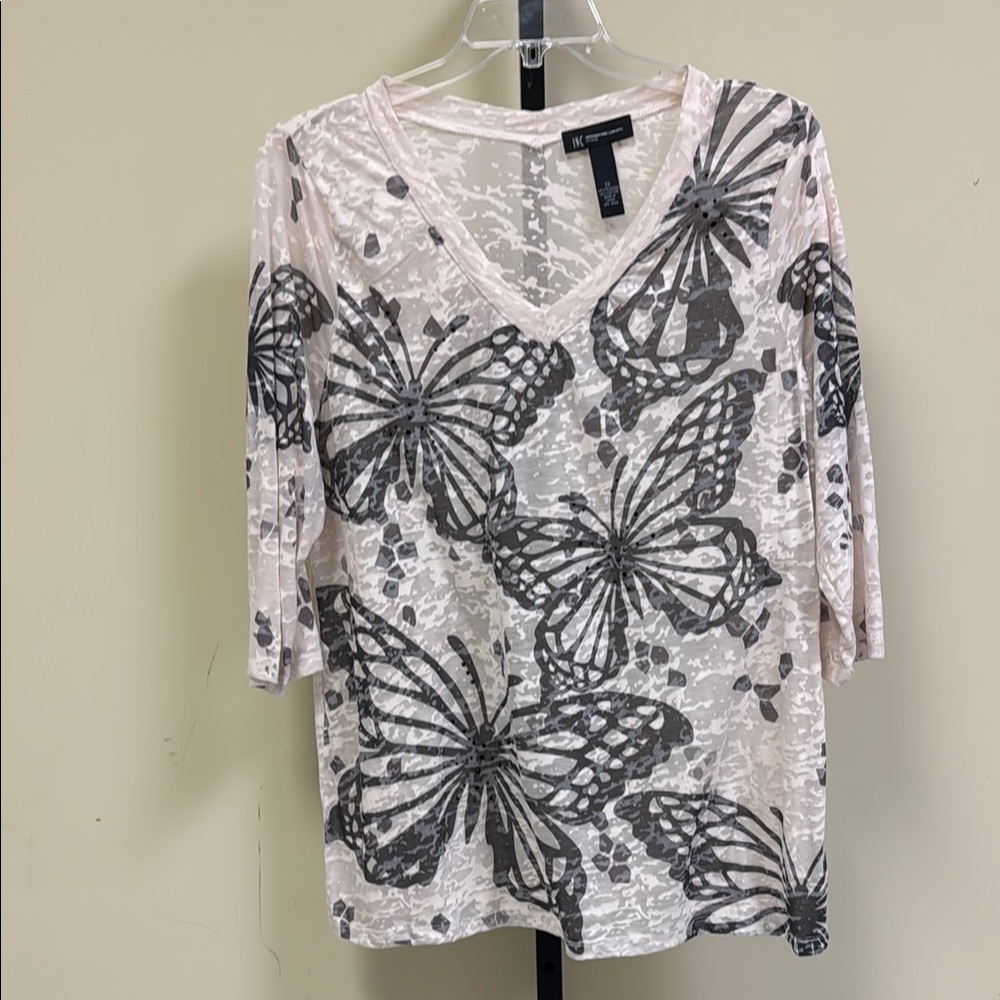 INC Women's Butterfly Print Top